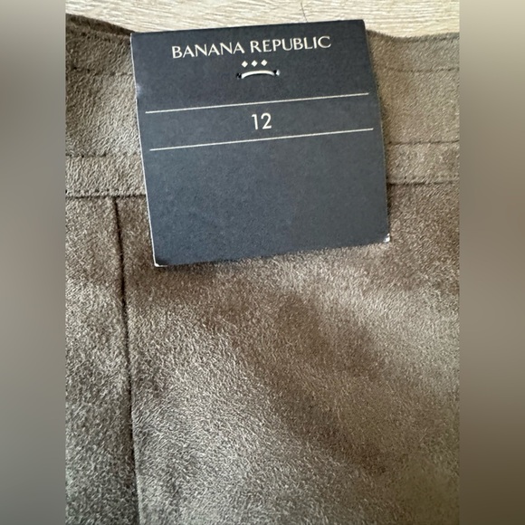 Banana Republic Skirt Womens 12 Military Green Vegan Suede Button Up Pockets NWT - Picture 4 of 7